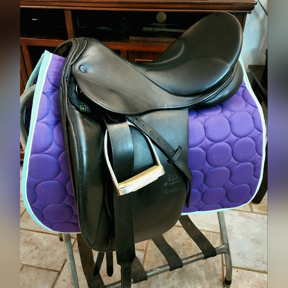 SOLD 17.5" Stubben Maestoso Biomex Dressage Saddle with leathers and irons.